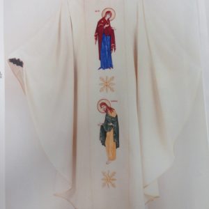 casula rigata lana/seta nei 4 colori ricamo Giovanni battista e Madonna