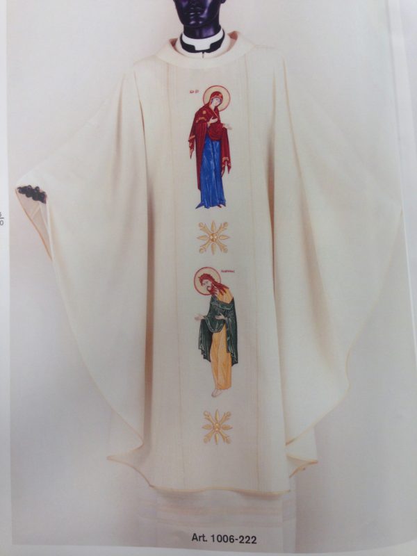 casula rigata lana/seta nei 4 colori ricamo Giovanni battista e Madonna