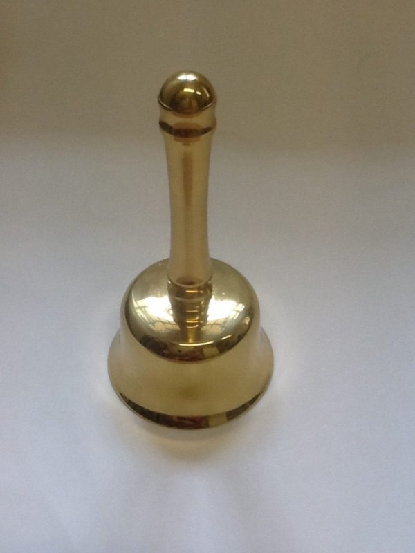 Campanello liturgico un suono con battacchio realizzato in bronzo ottonato diametro cm.7,2 h.cm.14