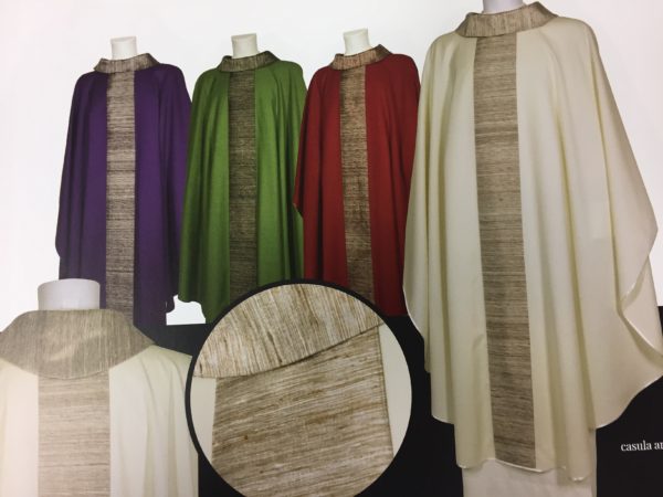 casule 100%pura lana riporto 100%pura seta in colore verde-viola-bianco-rosso-