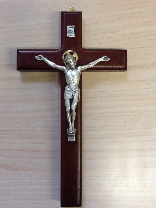 Croce in legno con corpo Cristo in metallo cm.12.5x22h.