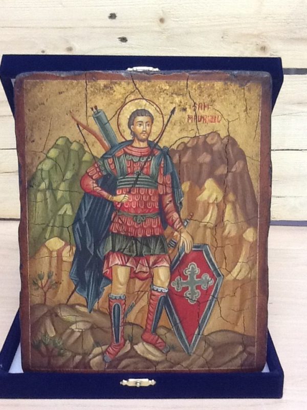 Icona rumena "San Maurizio" realizzata a Mano su legno pezzo numerato 18x22h