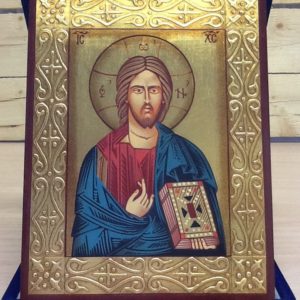 Icona rumena"Cristo Salvatore"realizzata a Mano su legno pezzo unico numerato cm.14x18h