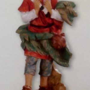 Pastore con pecora realizzato in resina colorata e rifinita a mano per presepe da cm 12