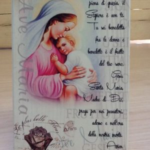Quadro "Ave Maria"in legno stampato con preghiera linea "white chic" cm.10x15h.