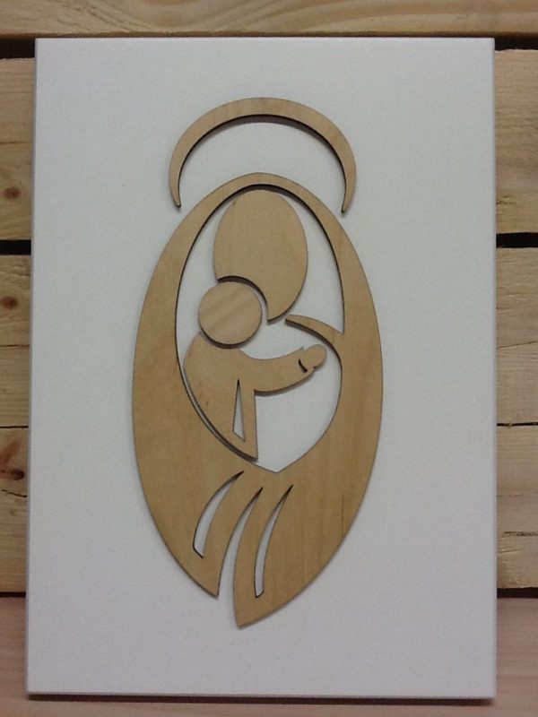 Quadro in legno "Madonna con bambino" cm.21x30h