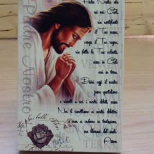 Quadro "Padre Nostro" in legno stampato con preghiera linea "white chic" cm.10x15h.