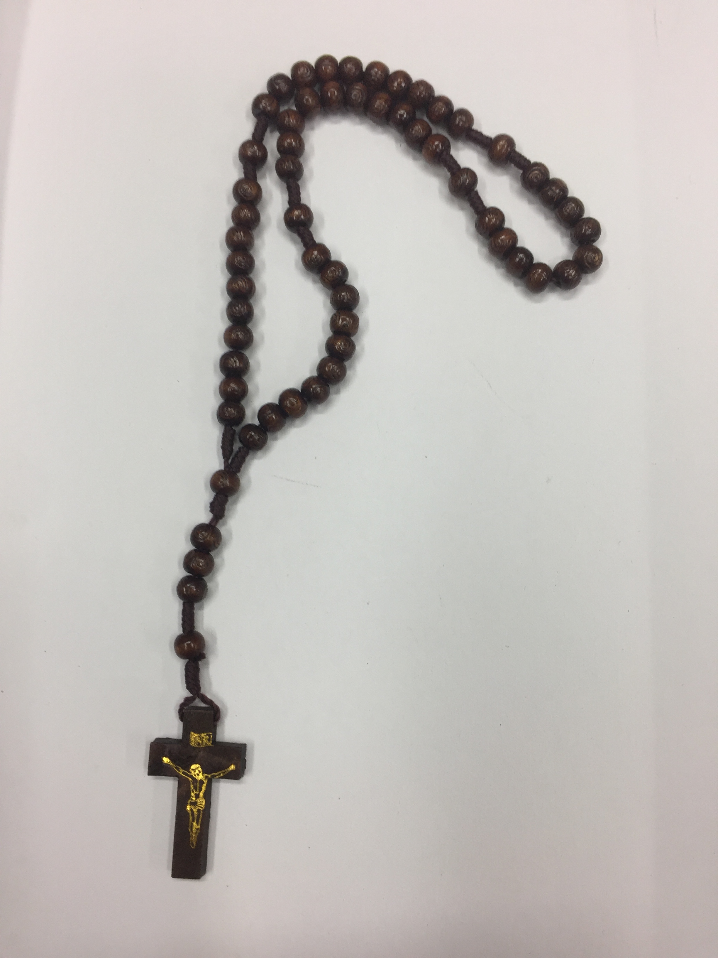 rosario in legno scuro e corda chicco diametro 0,50 - Arte Sacra Candotti