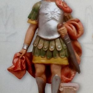 Statuina "romano con spada" realizzato in resina colorata e rifinita a mano per presepe da cm 12