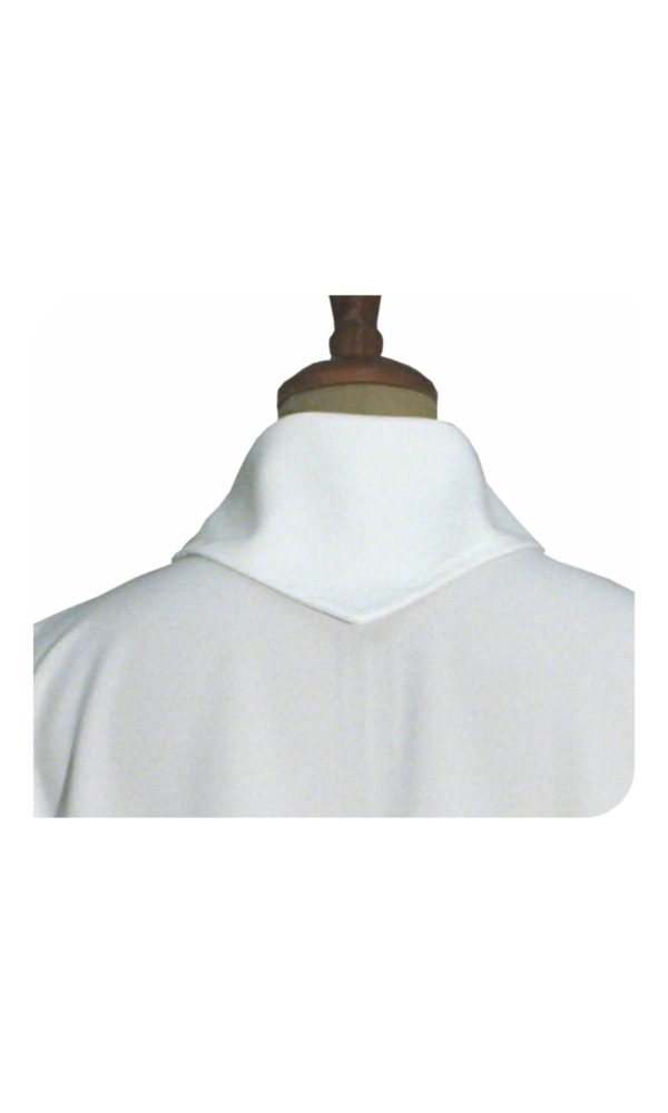tunichetta,vestina svasata manica giro finto cappuccio 100%poliestere bianca o avorio