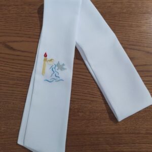 stola battesimo 150x9cm. in poliestere bianco