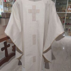 Casula con tessuto in lana viscosa lurex, ricamo diretto, novità