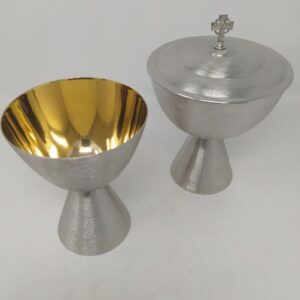 Calice h.15 cm coppa 12 cm + Pisside h.20cm coppa 15cm nichelati