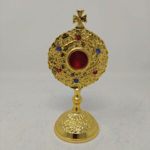 reliquiario dorato con finti cristalli h.15cm