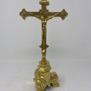 Croce dorata con base, H 35 cm