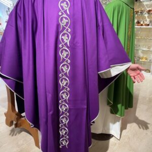 Casula 100% pura lana vergine, ricamo ricco con fili d'argento